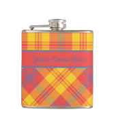 Hellrotes Gelb und Kariertes Blau Flachmann (Vorderseite)