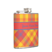 Hellrotes Gelb und Kariertes Blau Flachmann (Rechts)