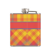 Hellrotes Gelb und Kariertes Blau Flachmann (Rückseite)