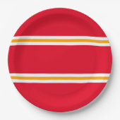 Hellrotes Gelbes Weißes Sommerraining Streifen Pappteller (Vorderseite)