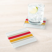 Hellrotes Gelbgelbes Racing Streifen weißer Hinter Glasuntersetzer (Schrägansicht)