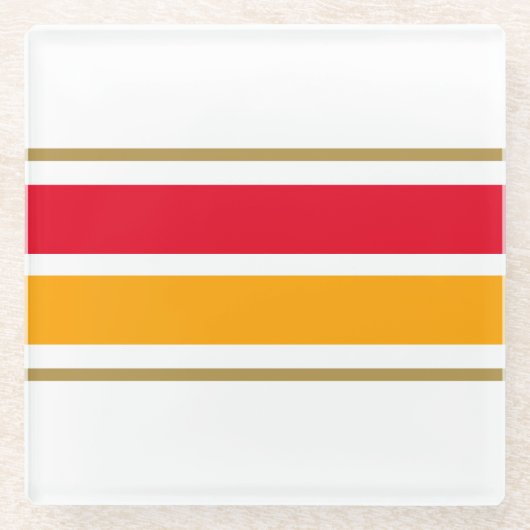 Hellrotes Gelbgelbes Racing Streifen weißer Hinter Glasuntersetzer (Vorderseite)