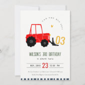 Hellrotes Gelbgrab Kinder jeden Geburtstag Einladung (Vorderseite)