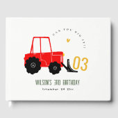 Hellrotes Gelbgrab Kinder jeden Geburtstag Gästebuch (Vorderseite)