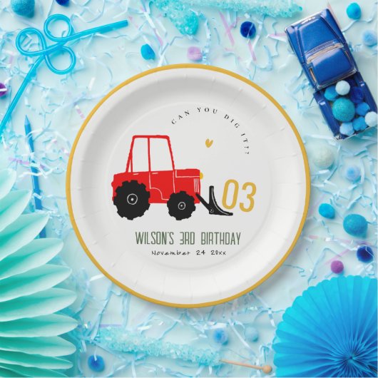 Hellrotes Gelbgrab Kinder jeden Geburtstag Pappteller (Party)