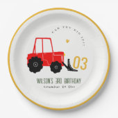 Hellrotes Gelbgrab Kinder jeden Geburtstag Pappteller (Vorderseite)