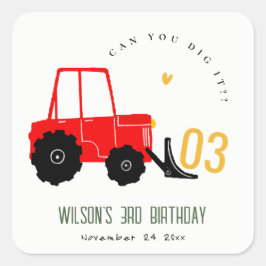 Hellrotes Gelbgrab Kinder jeden Geburtstag Quadratischer Aufkleber