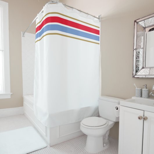 Hellrotes helles blaues Top-Racing-Streifen auf we Duschvorhang (Beispiel)