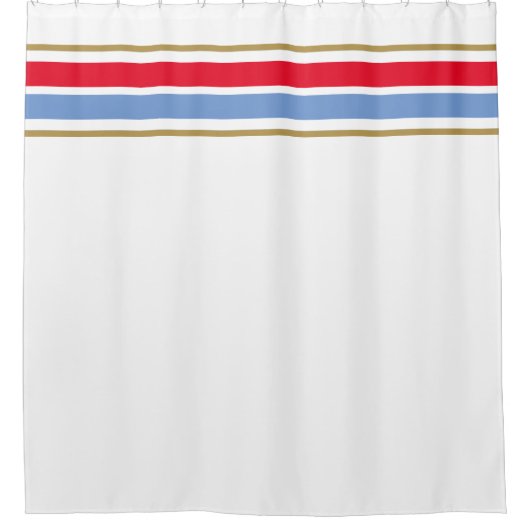 Hellrotes helles blaues Top-Racing-Streifen auf we Duschvorhang (Vorderseite)