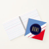 Hellrotes helles blaues, weißes Racing Streifen Te Notizblock (Innenseite)