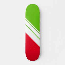 Hellrotes Limettengrün, schlankes, weißes Racing S Skateboard