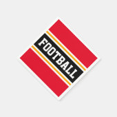 Hellrotes, Schwarz-weiß-gelbes FUSSBALL Streifen Serviette (Ecke)