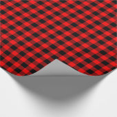 Hellrotes Schwarzes Buffalo Kariert Tartan Geschenkpapier (Ecke)