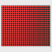 Hellrotes Schwarzes Buffalo Kariert Tartan Geschenkpapier (Flach)