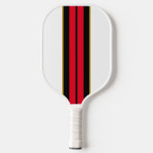 Hellrotes schwarzes Racing Streifen auf weiß Pickleball Schläger (Rückseite)