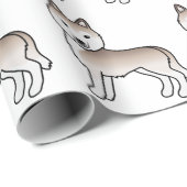 Hellrotes sibirisches Husky-Niedlich-Hundemuster Geschenkpapier (Rolleneckpunkt)