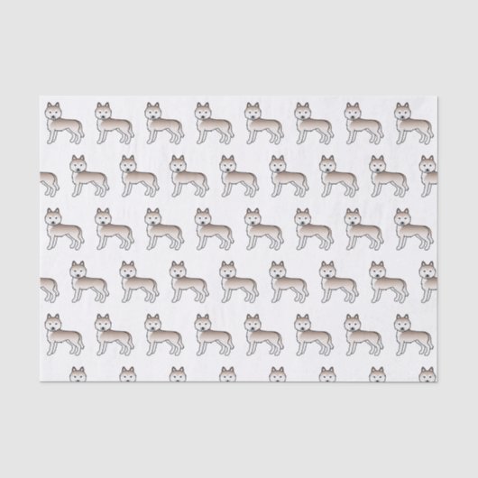 Hellrotes sibirisches Husky-Niedlich-Hundemuster Seidenpapier (Vorderseite)
