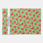 Hellrotes Tomatenmuster Mittelmeer Inspiriert Geschirrtuch (Horizontal)