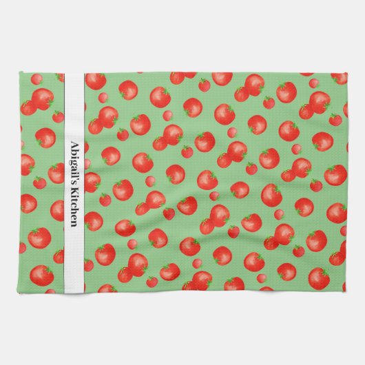 Hellrotes Tomatenmuster Mittelmeer Inspiriert Geschirrtuch (Horizontal)