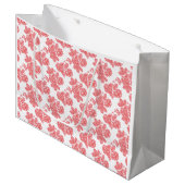 Hellrotes und rosafarbenes Blumenpapier Große Geschenktüte (Vorderseite Schrägansicht)