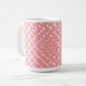 Hellrotes und rosafarbenes Blumenpapier Kaffeetasse (Vorderseite Links)