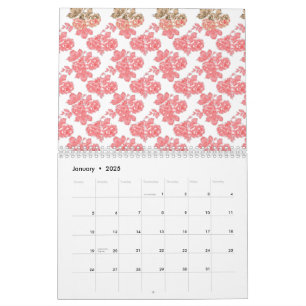 Hellrotes und rosafarbenes Blumenpapier Kalender
