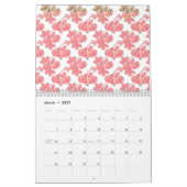 Hellrotes und rosafarbenes Blumenpapier Kalender (Mär 2027)