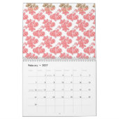 Hellrotes und rosafarbenes Blumenpapier Kalender (Feb 2027)