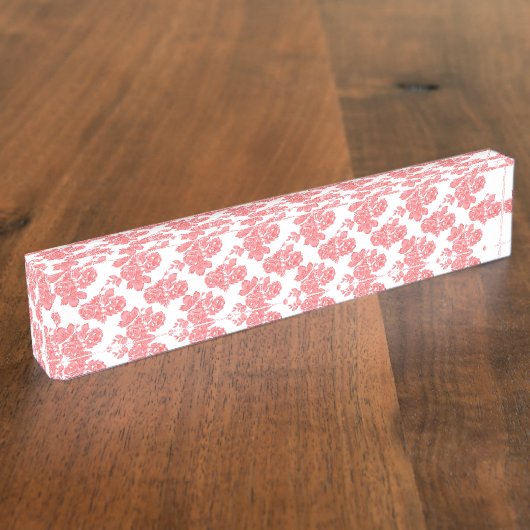 Hellrotes und rosafarbenes Blumenpapier Namensplakette (Seite)