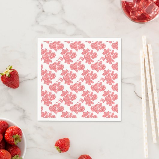 Hellrotes und rosafarbenes Blumenpapier Serviette (Beispiel)