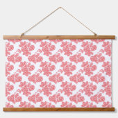 Hellrotes und rosafarbenes Blumenpapier Wandteppich Mit Holzrahmen (Vorderseite 3)