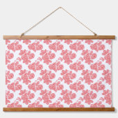 Hellrotes und rosafarbenes Blumenpapier Wandteppich Mit Holzrahmen (Vorderseite 2)