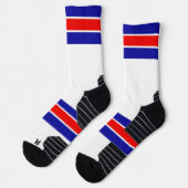 Hellrotes Weiß und blaues Streifen-Design Socken (Links)