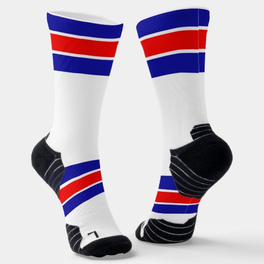 Hellrotes Weiß und blaues Streifen-Design Socken (Gewinkelt)