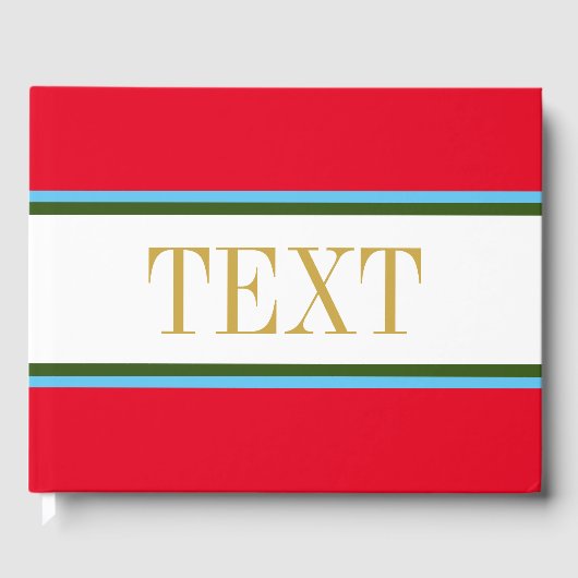 Hellrotes, weißes, grünes blaues Racing Streifen T Gästebuch (Vorderseite)