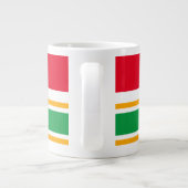 Hellrotes, weißes Kelly-Gelb-Rennstreifen Jumbo-Tasse (Rückseite)