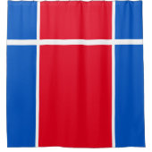 Hellrotes weißes Royal Blue Split Racing Streifen Duschvorhang (Vorderseite)