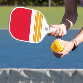 Hellrotes, weißes Twin-Gelb-Braune Racing Streifen Pickleball Schläger
