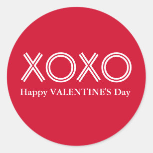 Hellrotes XOXO Happy Valentines Day Round Aufklebe Runder Aufkleber