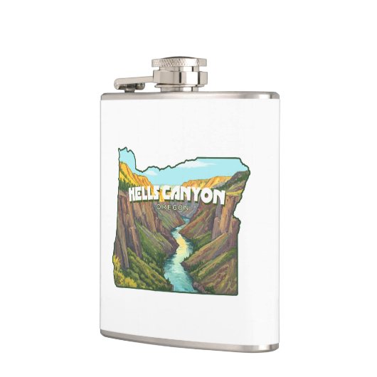 Hells Canyon Oregon Karte Flachmann (Links)