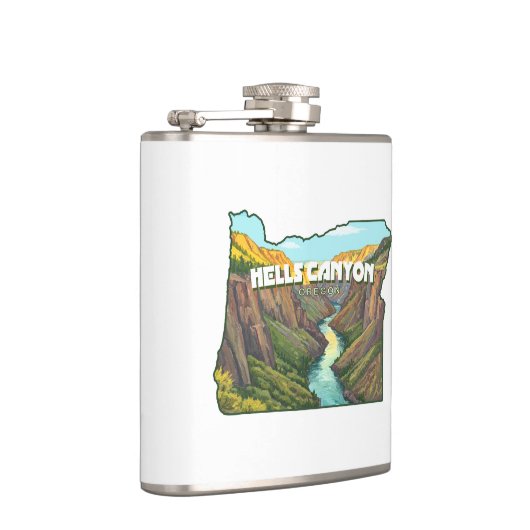 Hells Canyon Oregon Karte Flachmann (Rechts)