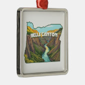 Hells Canyon Oregon Karte Ornament Aus Metall (Rechts)
