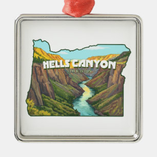 Hells Canyon Oregon Karte Ornament Aus Metall