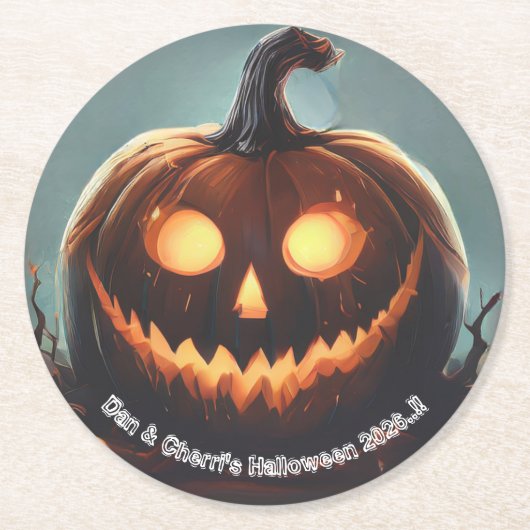 Hells Pumpkin Halloween-Party Runder Pappuntersetzer (Vorderseite)