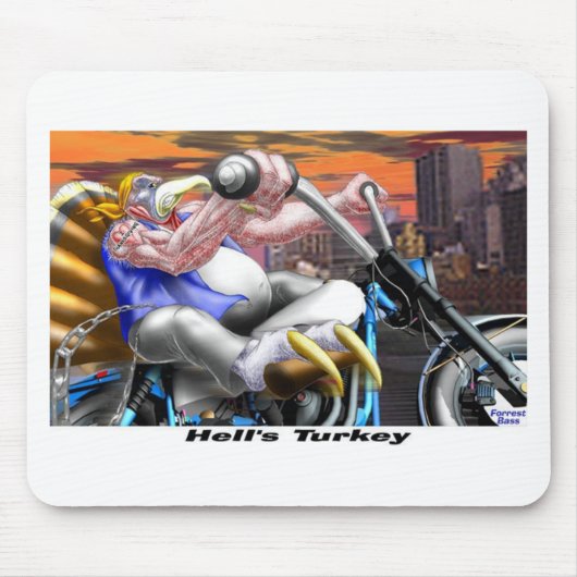 Hells Turkey Funny Erntedank Harley T-Shirts & Gif Mousepad (Vorne)