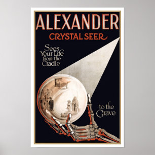 Hellseherei von Alexander, 1910. Vintage-Magie Poster