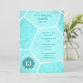 helltürkis-mädchenhafte Fußballmeisterschaft Party Einladung (Stehend Vorderseite)