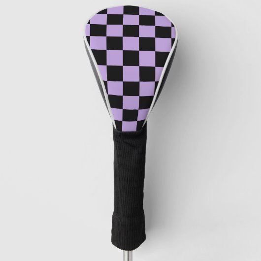 Hellviolett & schwarzes Karomuster – Stilvoll Golf Headcover (Vorderseite)