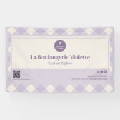 Hellviolette Backwaren-Gingham-QR-Code-Event-Displ Banner (Horizontal)
