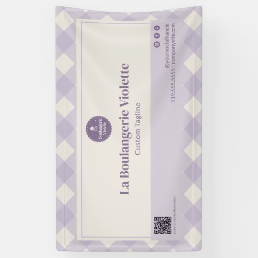 Hellviolette Backwaren-Gingham-QR-Code-Event-Displ Banner (Vertikal)